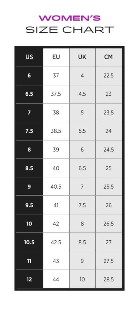 TOPOwomens size chart