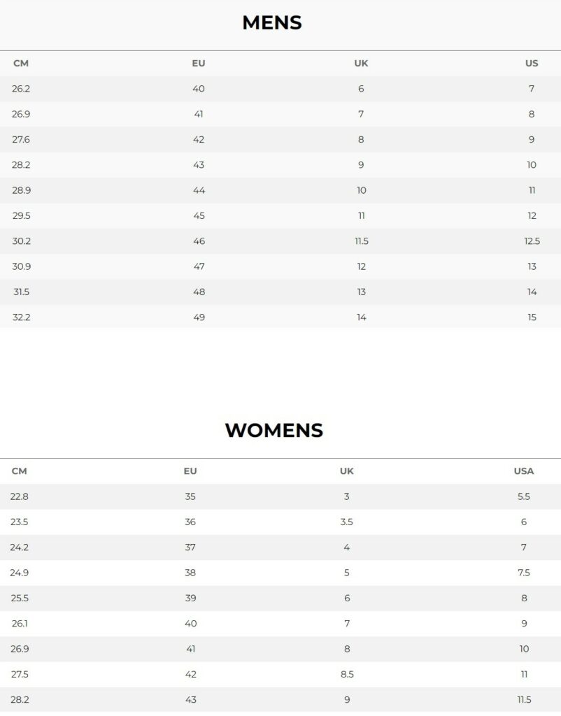 sizing guide